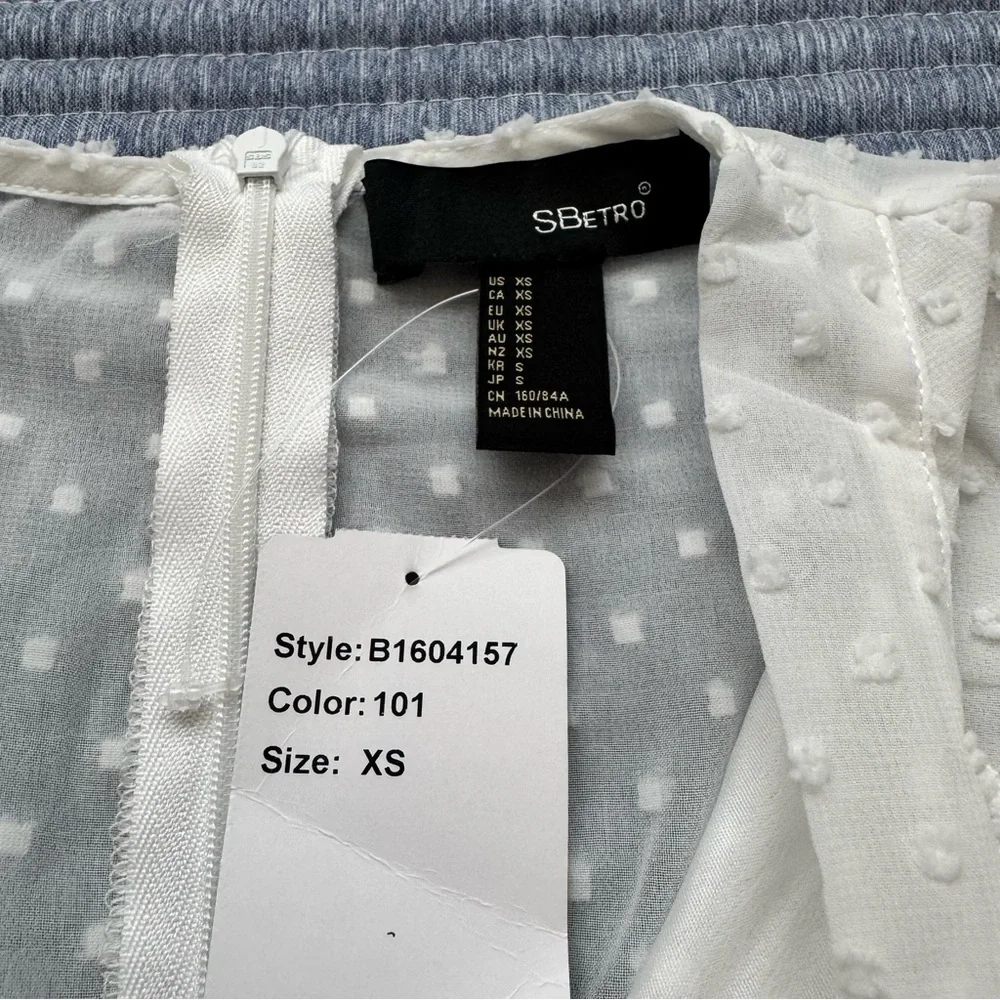 NWT SBerto White Swiss Dot Floral Lace Lined Sheer Long Sleeves Dress Size XS - Picture 6 of 15